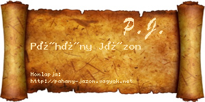 Páhány Jázon névjegykártya